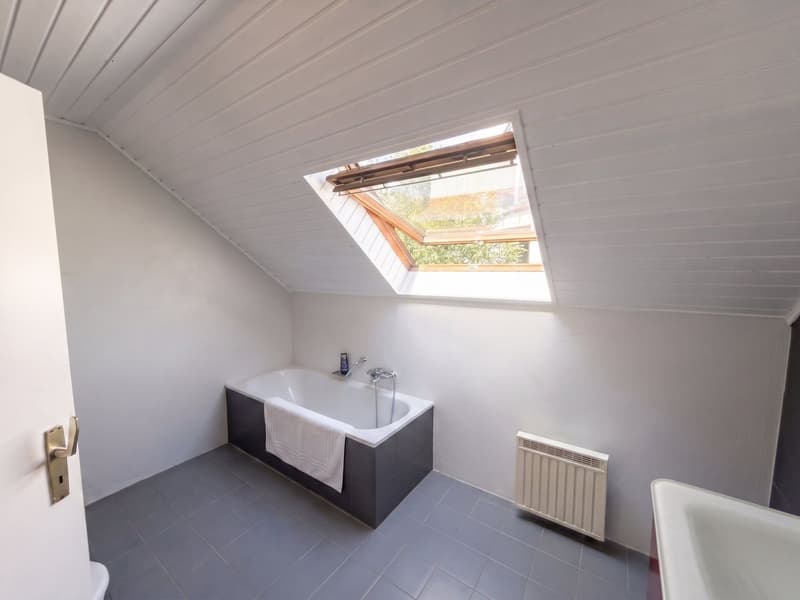 Salle de bain avec baignoire et douche