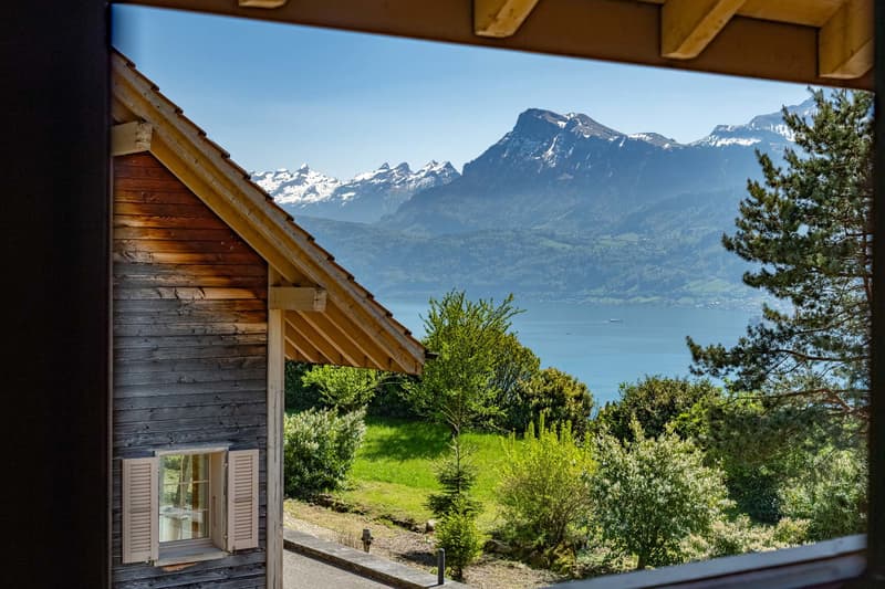 Aussicht mit See Wohnhaus