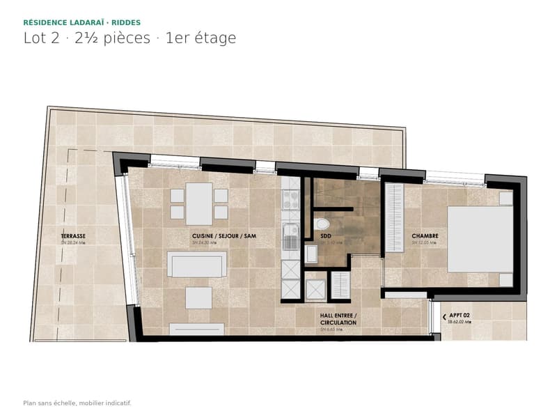 RÉSIDENCE LADARAÏ, superbe 2.5 pièces neuf à Riddes avec terrasse de 28 m² ! (5)