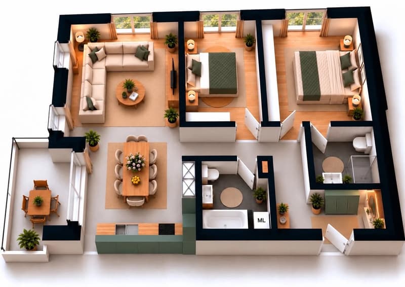 A louer un appartement neuf de 3,5 pièces (8)