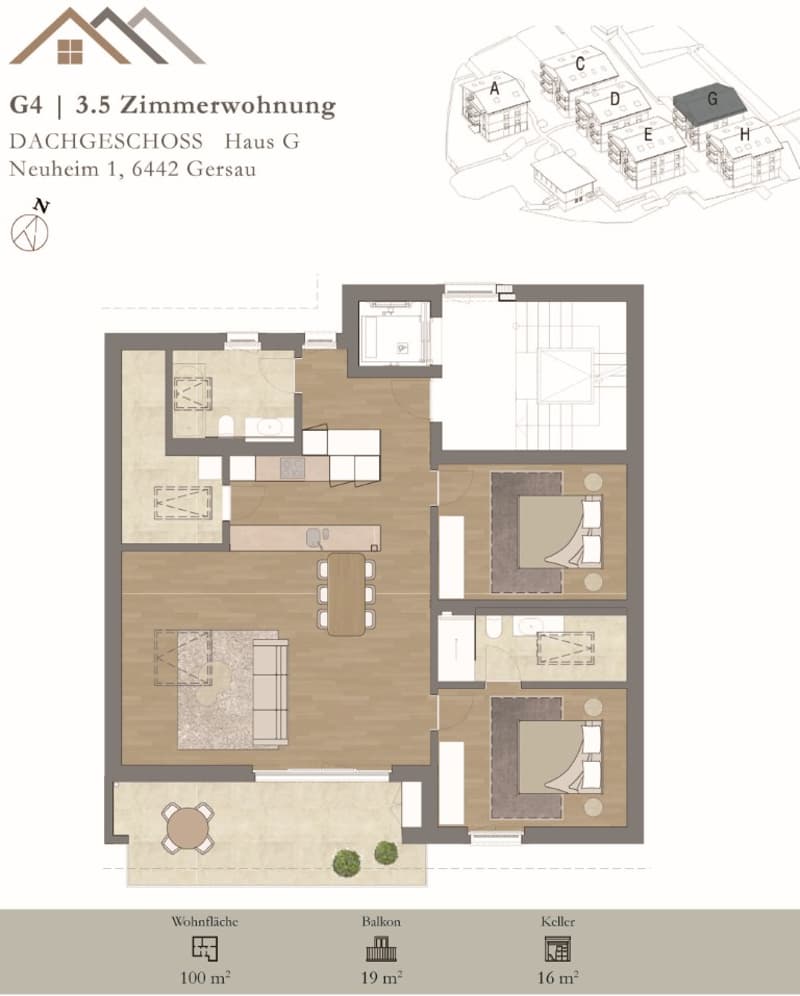 Helle, neue luxuriöse 3½ Zimmer Wohnung (G4) im DG mit grossem Balkon (13)