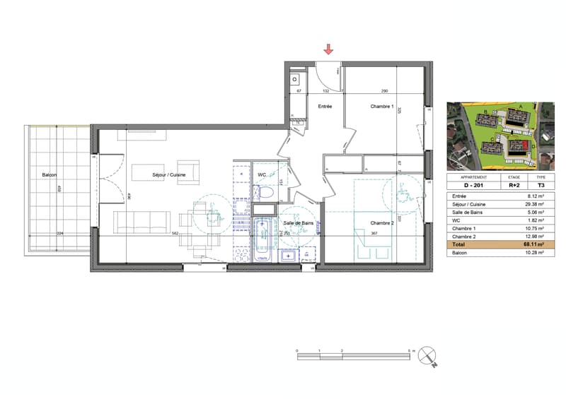 T3 récent avec terrasse vue Mont-Blanc   Standing et parkings ! (9)