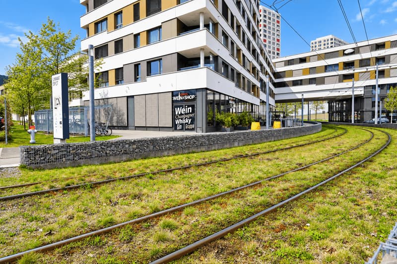 perfekte Sichtbarkeit: Shop mit Limmattalbahn vor der Tür