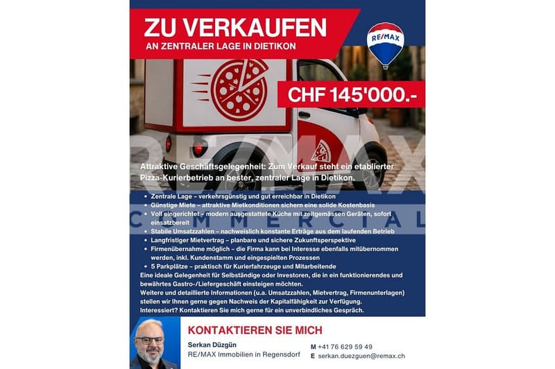 Pizzakurier zum Verkauf  Zentrale Lage in Dietikon (2)