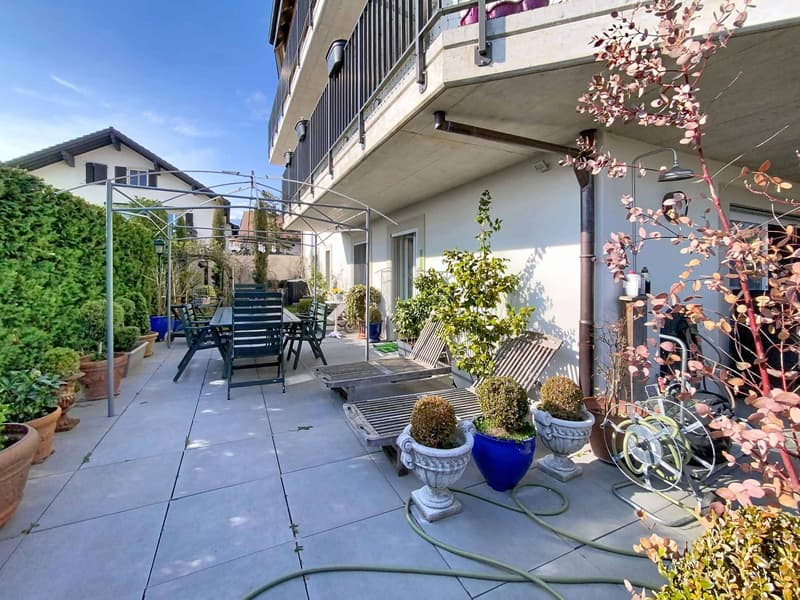 SUPERBE APPARTEMENT AVEC GRAND JARDIN, TERRASSE ET VUE SUR LE LAC ET LES ALPES (3)
