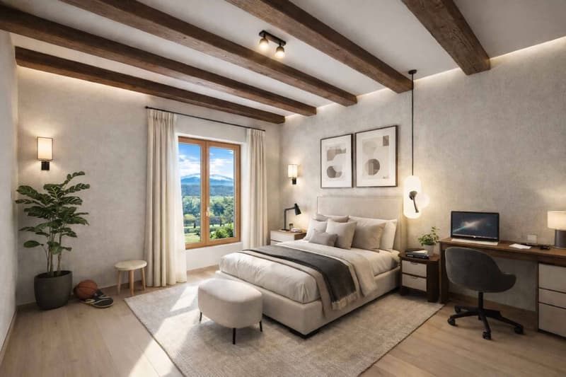 Magnifique maison villageoise rénovée avec charme, volumes et vue sur les Alpes (11)