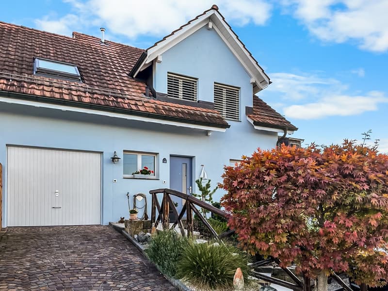 Frontansicht, Einfahrt und Garage