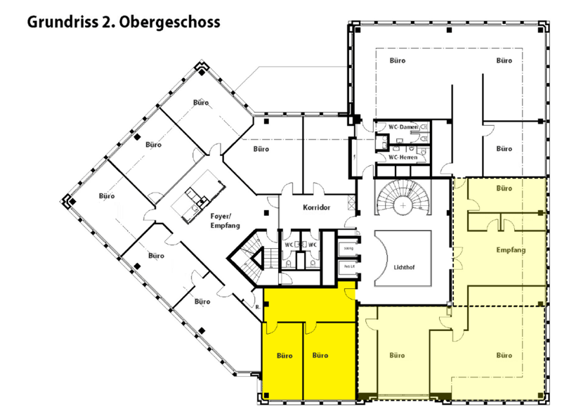 hellgelbe Mietfläche von 194 m²