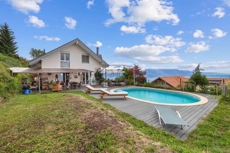 Villa jumelée avec piscine et vue lac Léman à Blonay (2)