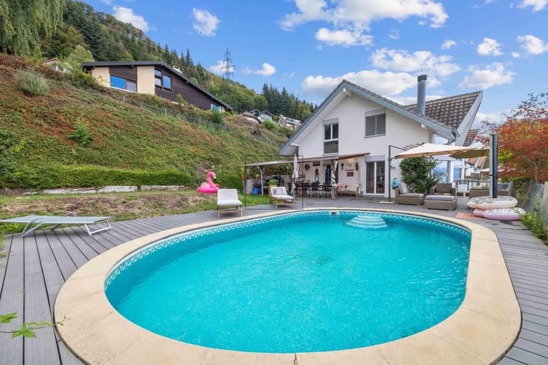 Villa jumelée avec piscine et vue lac Léman à Blonay (10)