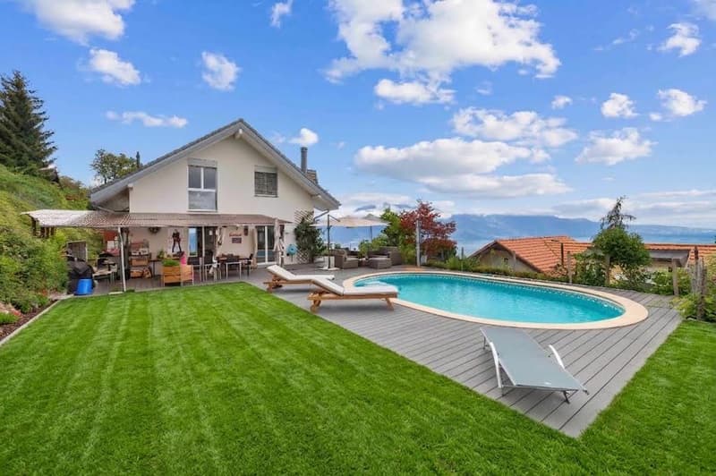 Villa jumelée avec piscine et vue lac Léman à Blonay (2)