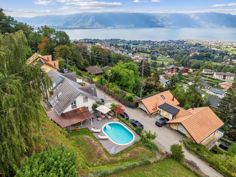 Villa jumelée avec piscine et vue lac Léman à Blonay (1)