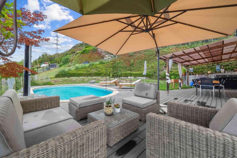 Villa jumelée avec piscine et vue lac Léman à Blonay (11)