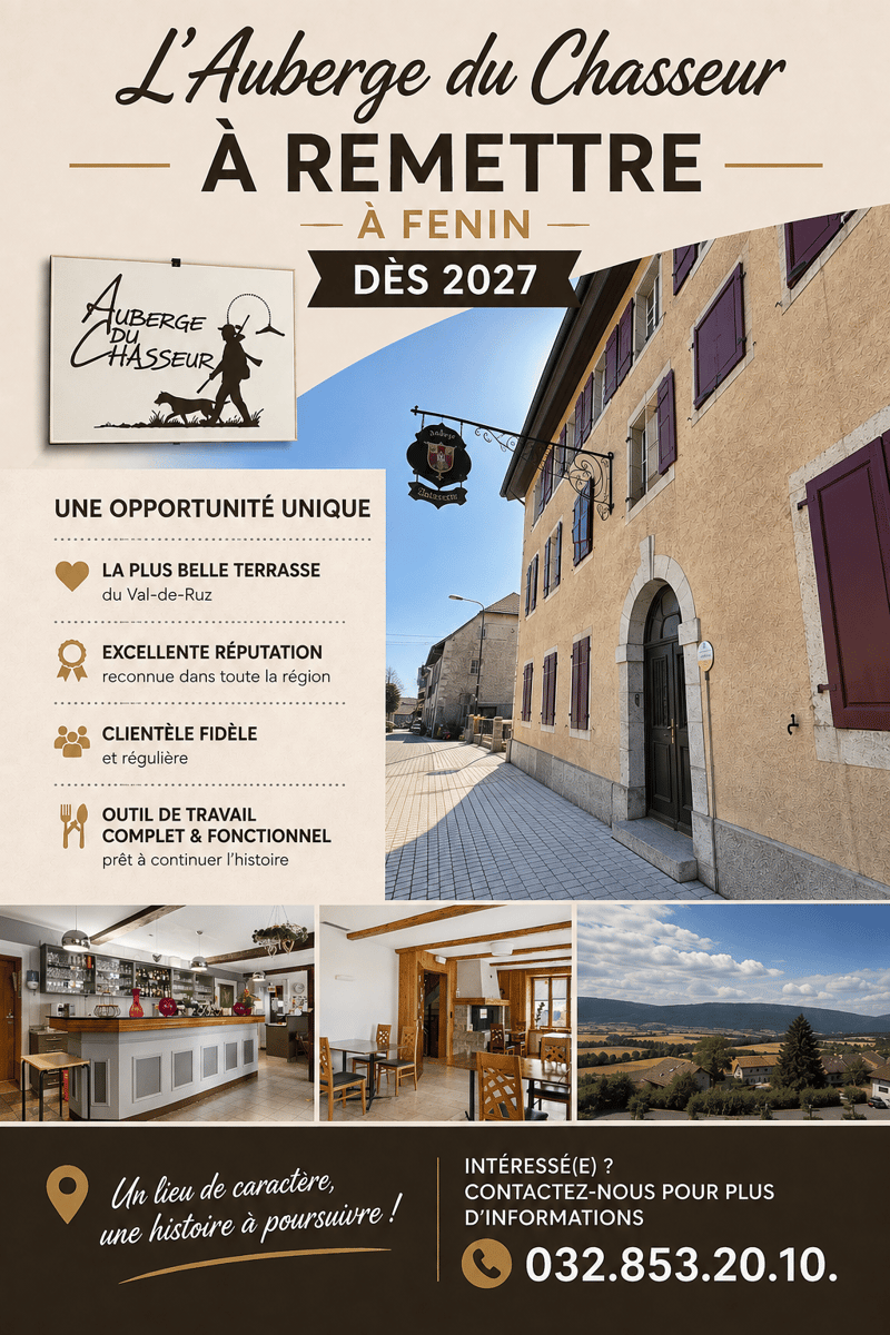 L'Auberge du Chasseur – Café-Restaurant à reprendre à Fenin (1)