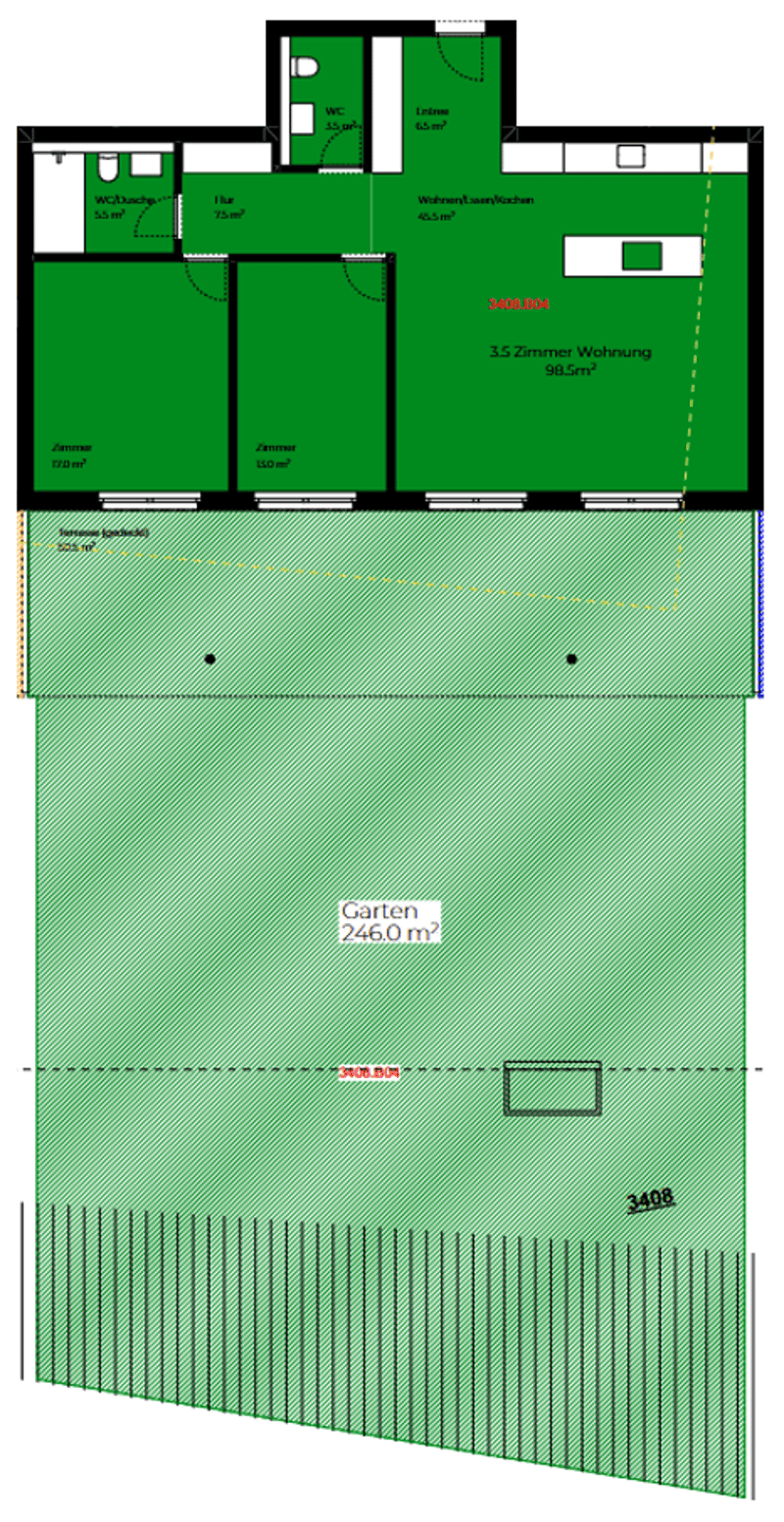 Helle 3.5 Zimmer-Wohnung im Erdgeschoss mit Gartenanteil von 246 m2 (6)