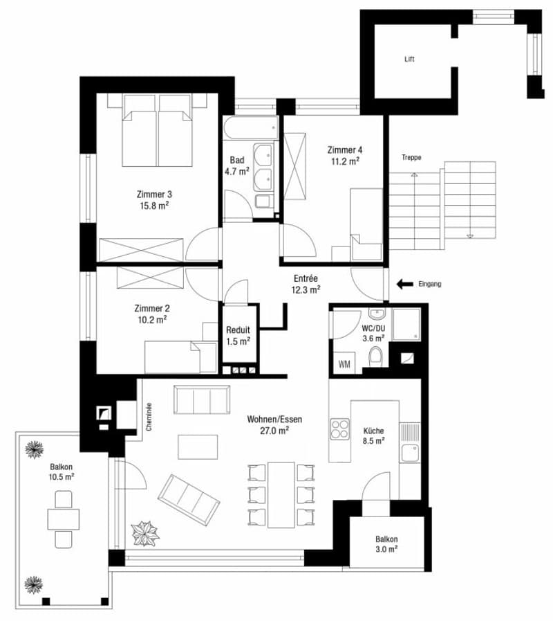 4.5-Zimmer Etagenwohnung mit Balkon an ruhiger Lage im steuergünstigen Herrliberg (14)