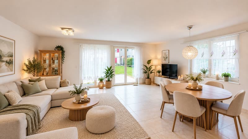 Wohnzimmer mit Essbereich