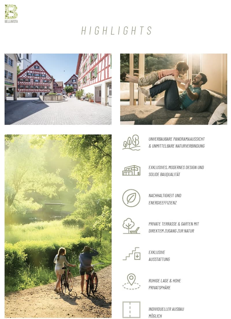 Highlights of the property include a private terrace with garden access, direct access to nature, exclusive features, sustainable and energy-efficient design, and a quiet location with high privacy.