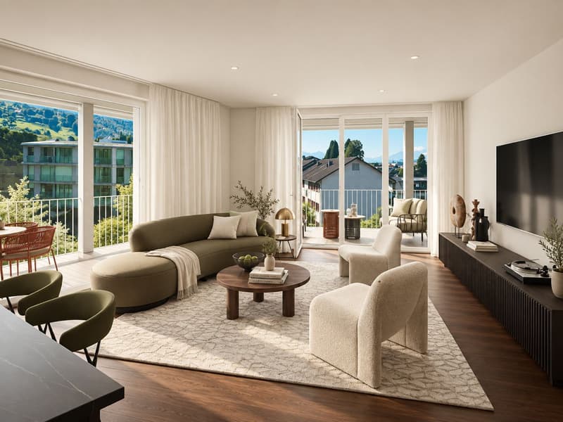 Moderne 3.5-Zimmer-Wohnung mit Bergblick und Balkon in Zug (1)