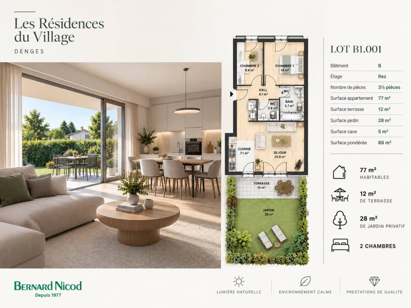 Nouvelle promotion : Appartement de 3,5 pièces en rez-de-chaussée avec jardin (1)