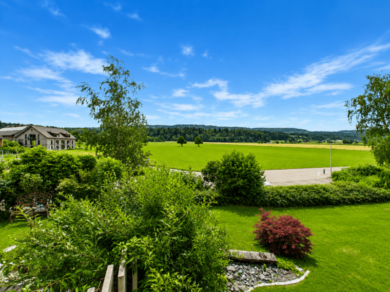 SONNIGER BALKON MIT WEITSICHT INS GRÜNE (1)