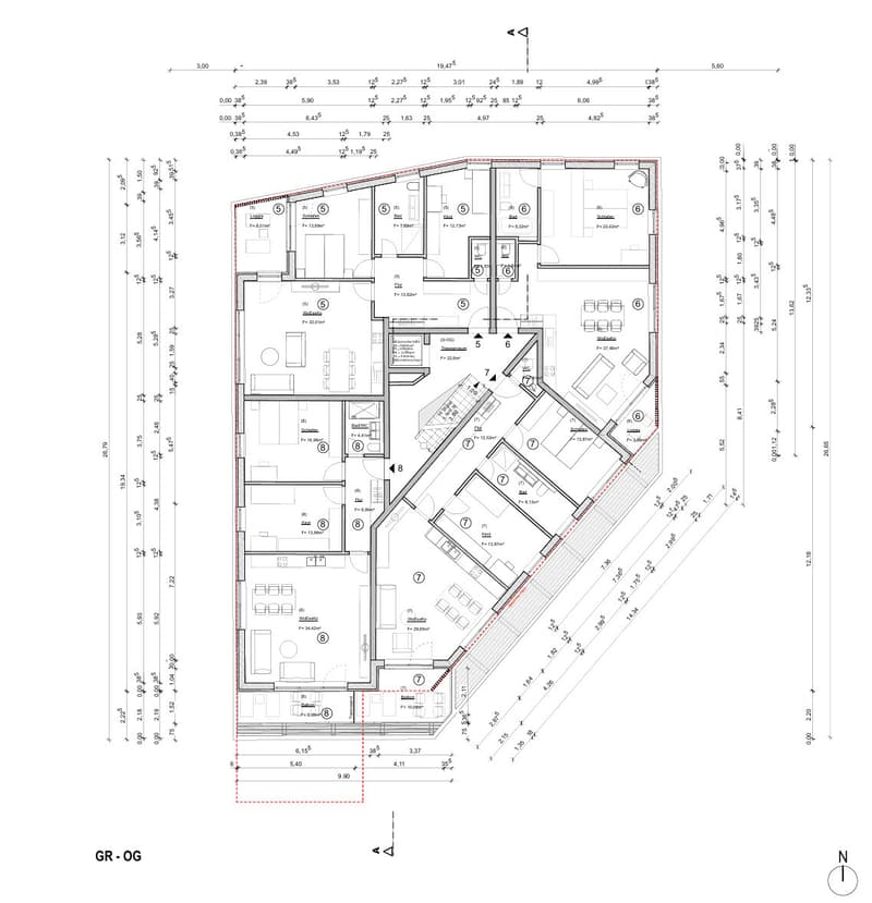 Grundriss OG Whg 5-8