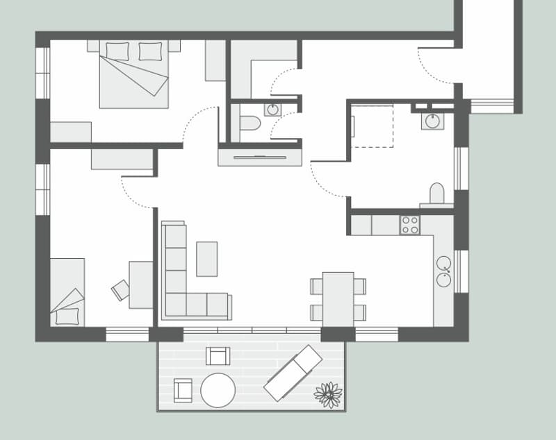 Grundriss Whg 2 & 7