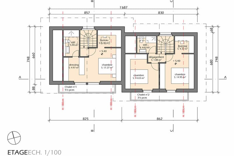 Plan provisoire des combles / Provisional attic floor plan / Pianta provvisoria del sottotetto