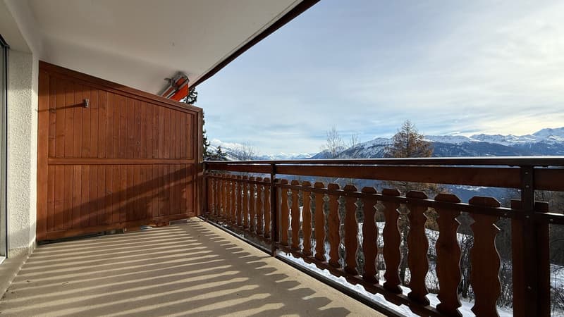 Grand et large balcon pour profiter du soleil et de la vue / Large, wide balcony to enjoy the sun and the view / Ampio balcone per godere del sole e del panorama