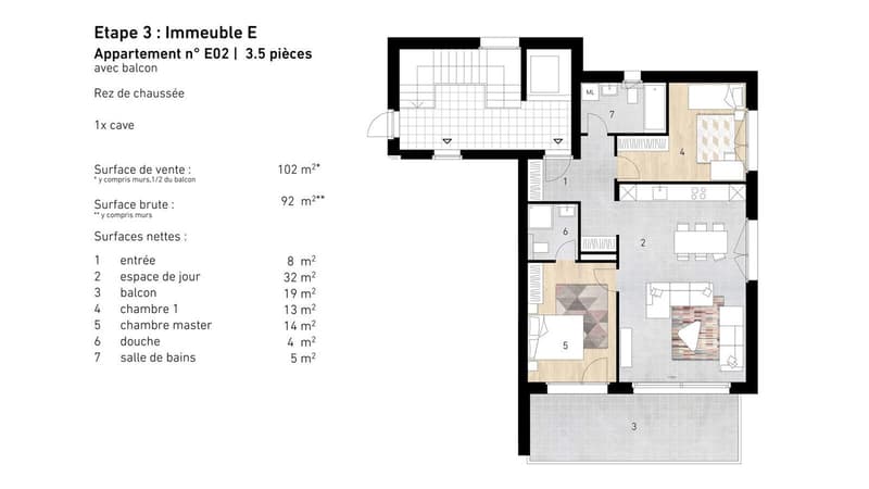 Plans de l'appartement - Frâne E02 / Apartment plans - Frâne E02 / Piani dell'appartamento - Frâne E02