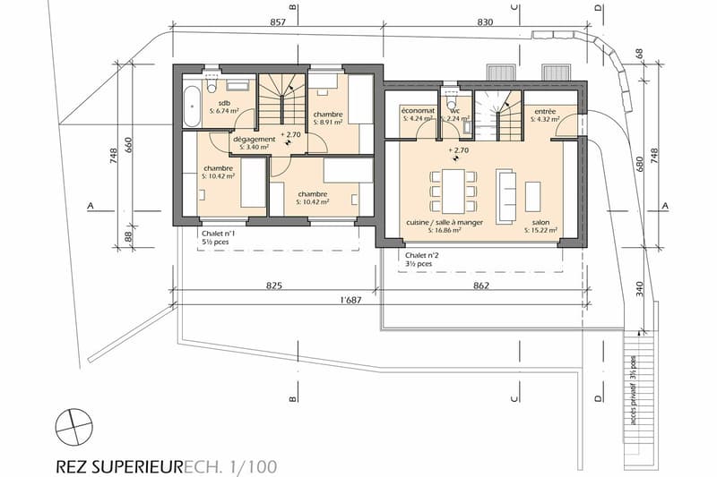 Plan du rez supérieur / Top floor plan / Pianta del piano terra superiore