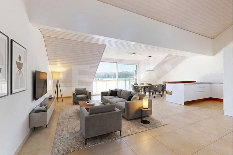 Moderne : 3.5Zimmer-Dachwohnung mit Weitsicht in Golaten (Kallnach) (2)
