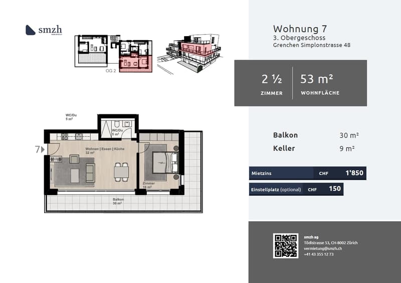 2.5-Zimmer-Stadtwohnung mit grossem Balkon in Grenchen (2)
