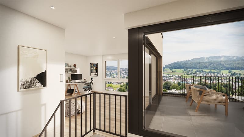 Neubau 5.5-ZI-EFH mit Attika-Geschoss / Reinach AG - Sonnenlage und Weitblick (7)