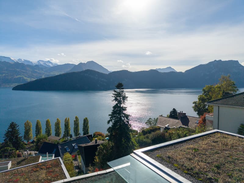 Aussicht auf See und Berge