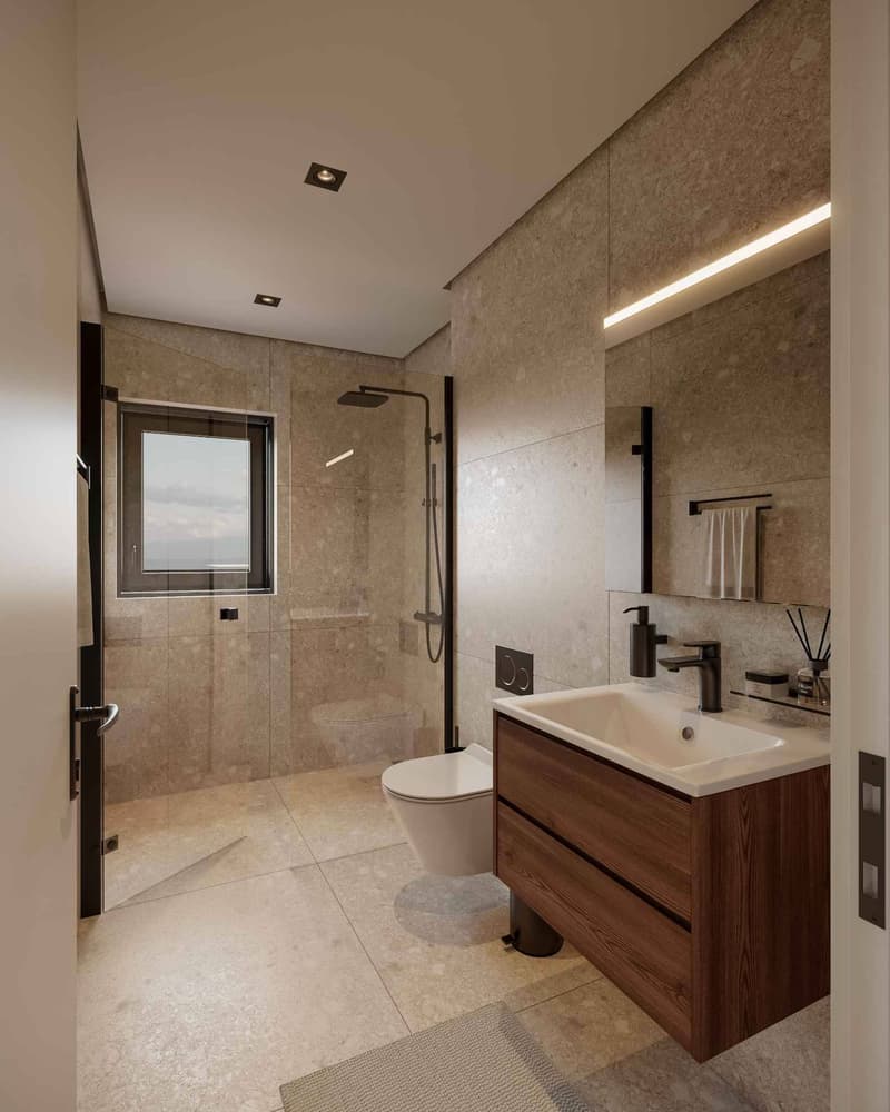 Salle de douche avec WC