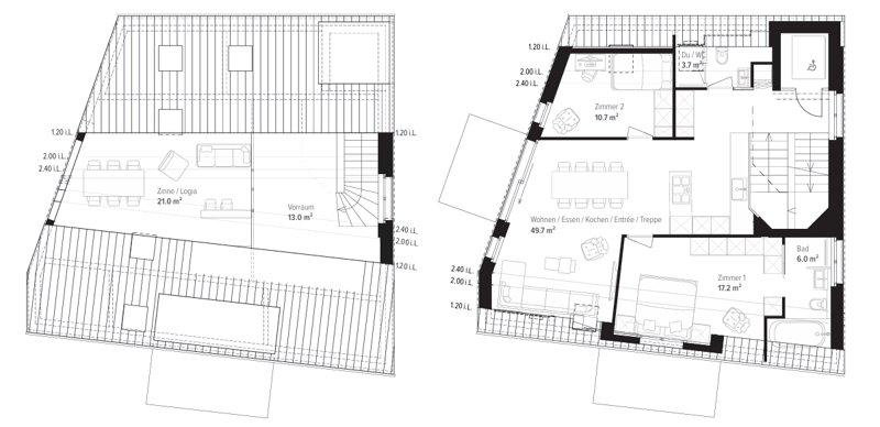 Living room, bathroom, bedroom, kitchen with entrance and terrace