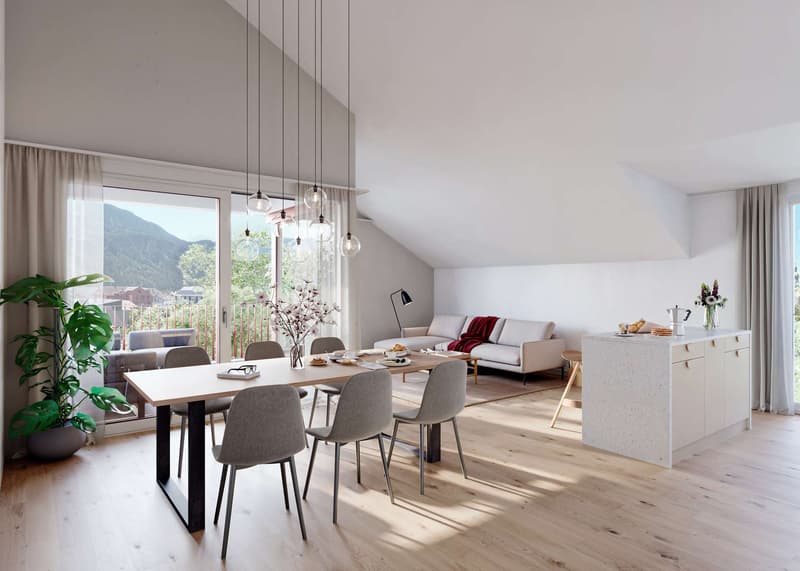 Visualisierung Wohn-/Essbereich Dachwohnung
