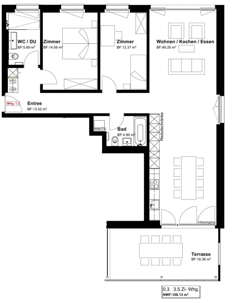 Grundriss Whg. 1.3