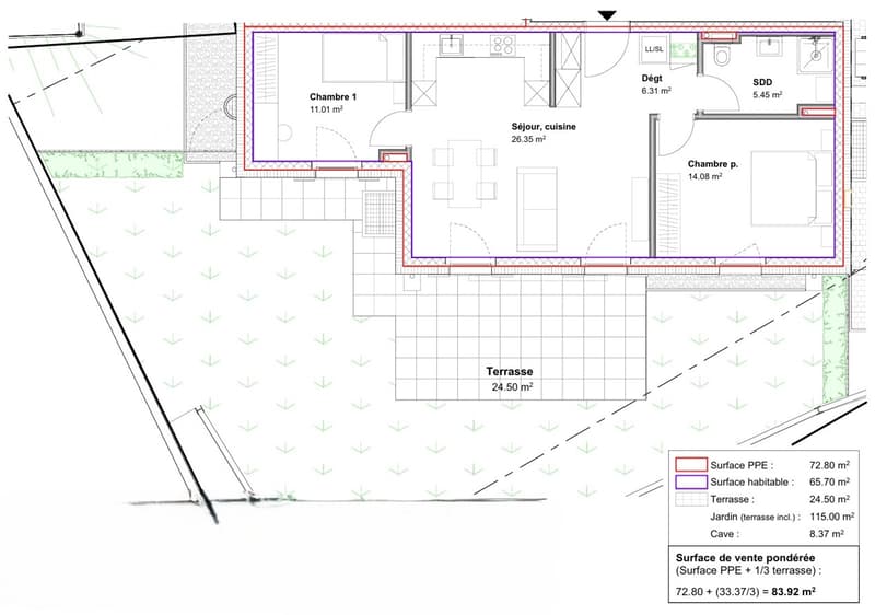 Appartement MINERGIE de 3.5 pièces au rez-de-chaussée (lot 2) / en cou (9)