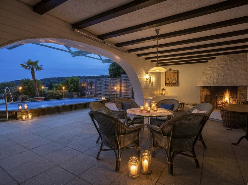 Windgeschützte Pergola