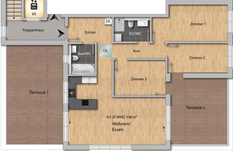 Grundrissplan Wohnung Nr. 3.1