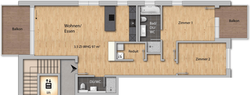 Grundrissplan Wohnung Nr. 1.3