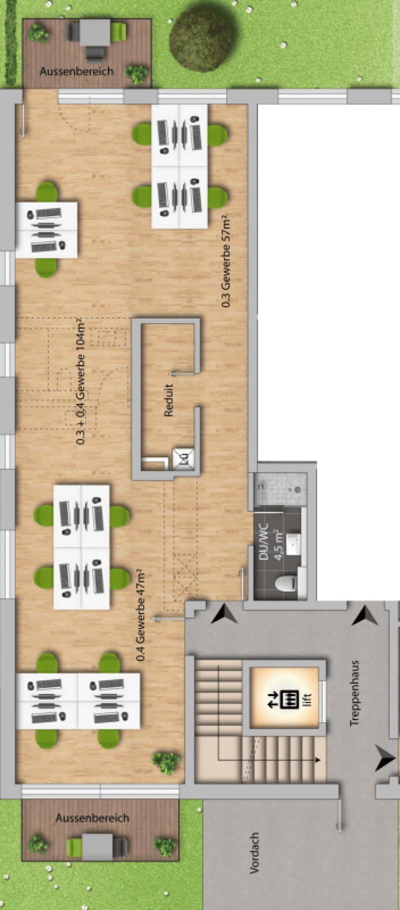 Gewerbe Nr. 3 & 4 mit 104m² und Schaufenster