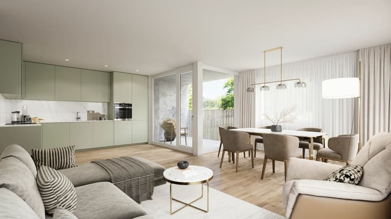 Stilvolle 2.5-Zimmer-Neubauwohnung mitten im Grünen (4)