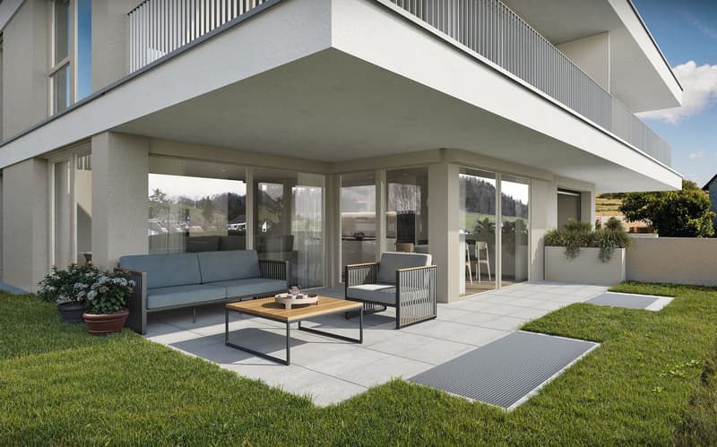 Moderne Gartenwohnung mit 23.5 m² Sitzplatz und privatem Garten (11)