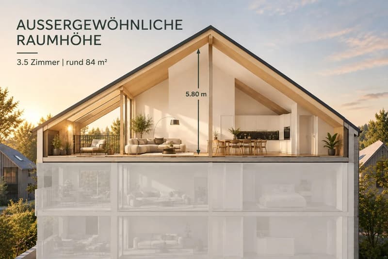 3.5 ZIMMER. AUSSERGEWÖHNLICHE RAUMHÖHE. LOGGIA ZUR ABENDSONNE. AB CHF 450'450.- (3)