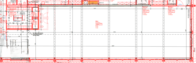 Main office, meeting rooms, kitchen, storage