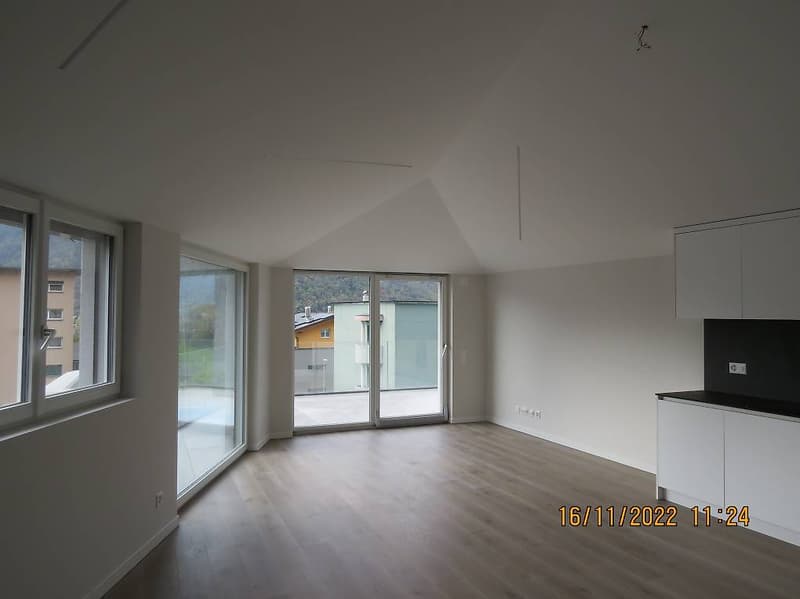 large windows, sliding glass doors, wooden floor, modern, clean, balcony