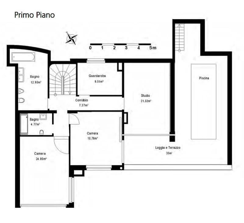 Bathroom, living room, bedroom, kitchen, bathroom, hall, stairs, corridor, bedroom, terrace